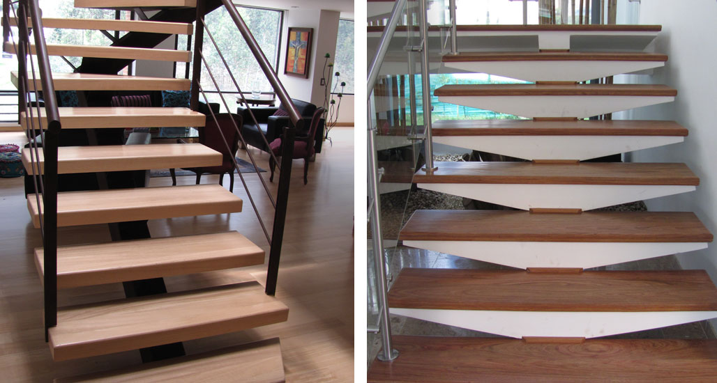 escaleras de madera natural